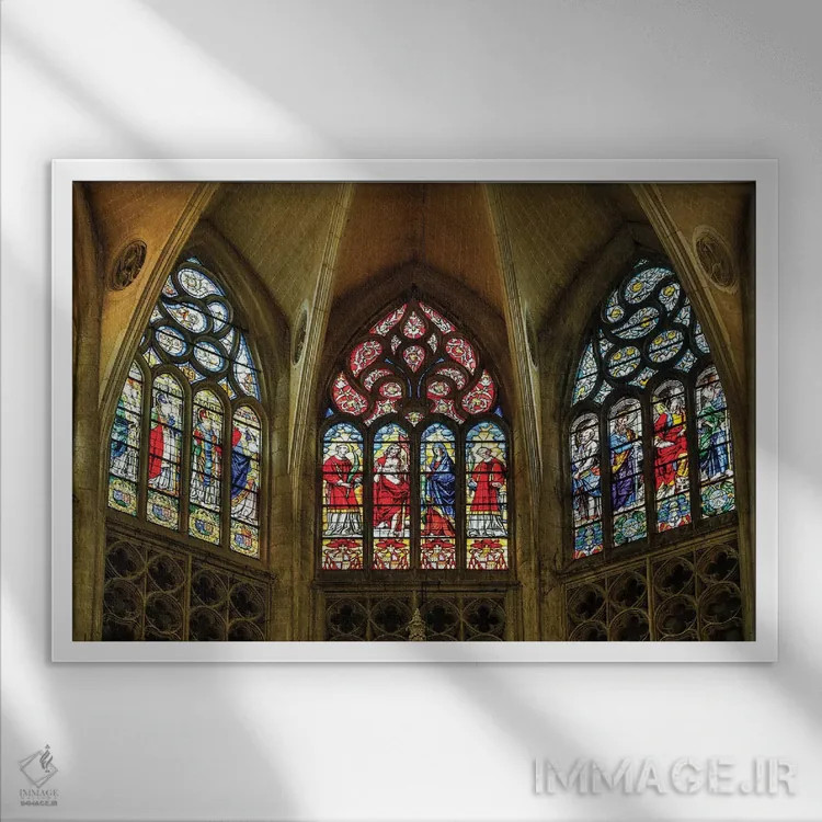 تابلو دکوراتیو Toulouse. Cathedral of St. Etienne stained glass windows.,فر… اثر هولیس لونی - نمای قابدار سفید