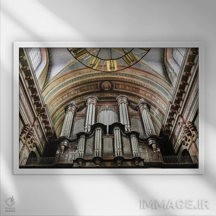 تابلو دکوراتیو Church Of The Jacobins, Toulouse, France,لوله های ارگ کلیسای… اثر هولیس لونی - نمای قابدار سفید