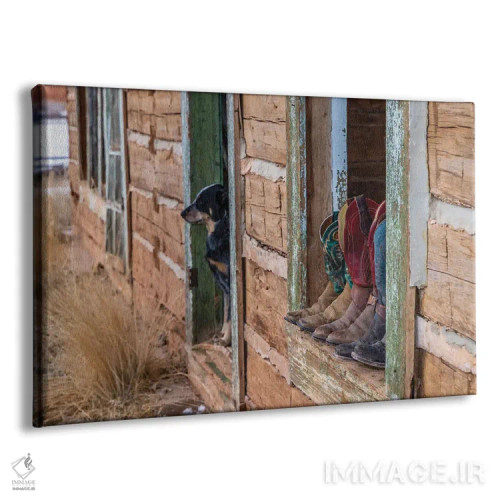 تابلو دکوراتیو Wyoming Hideout Horse Ranch, Boots On Display,آمریکا، وایومی… اثر هولیس لونی - نمای پرسپکتیو محصول