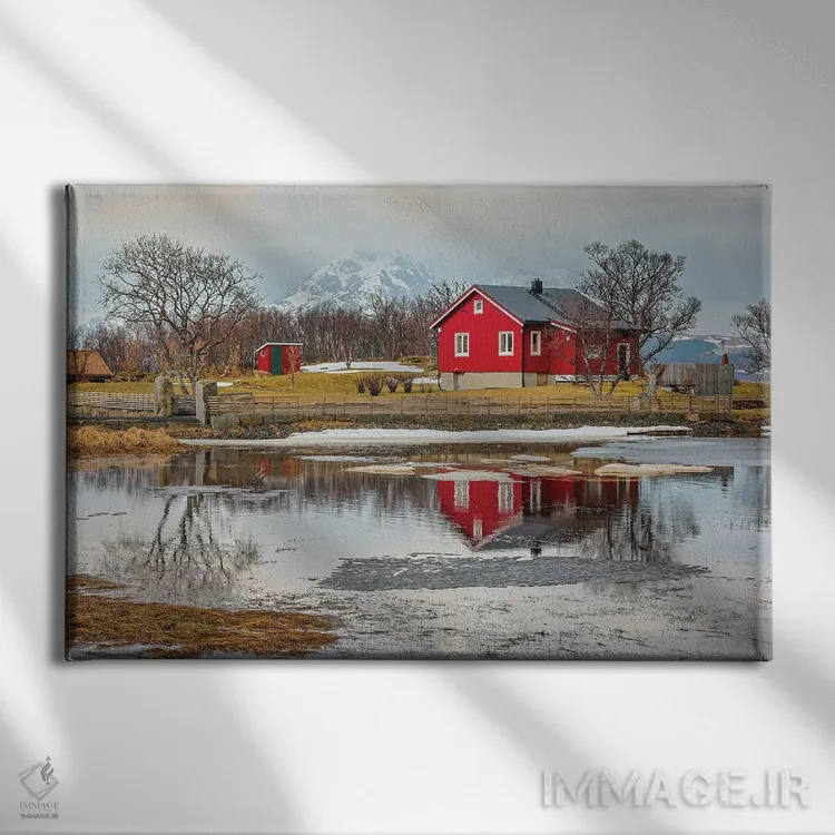 تابلو دکوراتیو Lofoten Islands View Across Indrepollen Lake,نروژ، جزایر لوف… اثر هولیس لونی - نمای روبهرو روی دیوار