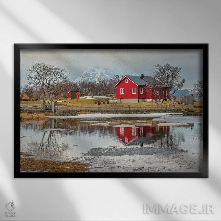 تابلو دکوراتیو Lofoten Islands View Across Indrepollen Lake,نروژ، جزایر لوف… اثر هولیس لونی - نمای قابدار مشکی