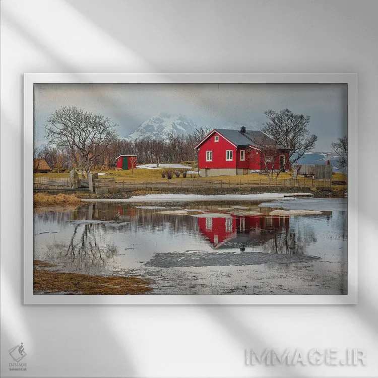 تابلو دکوراتیو Lofoten Islands View Across Indrepollen Lake,نروژ، جزایر لوف… اثر هولیس لونی - نمای قابدار سفید