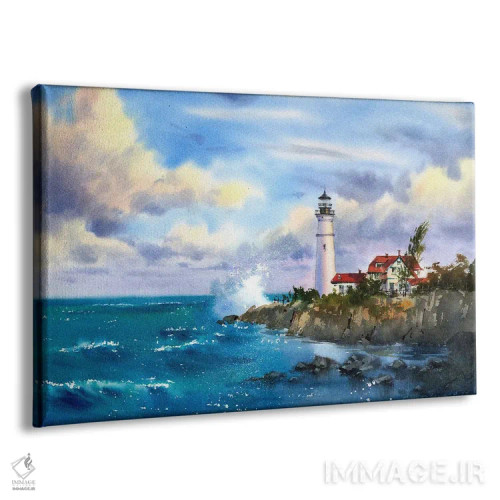 تابلو دکوراتیو فانوس دریایی و دریا اثر هوم لایک آرت - نمای پرسپکتیو محصول