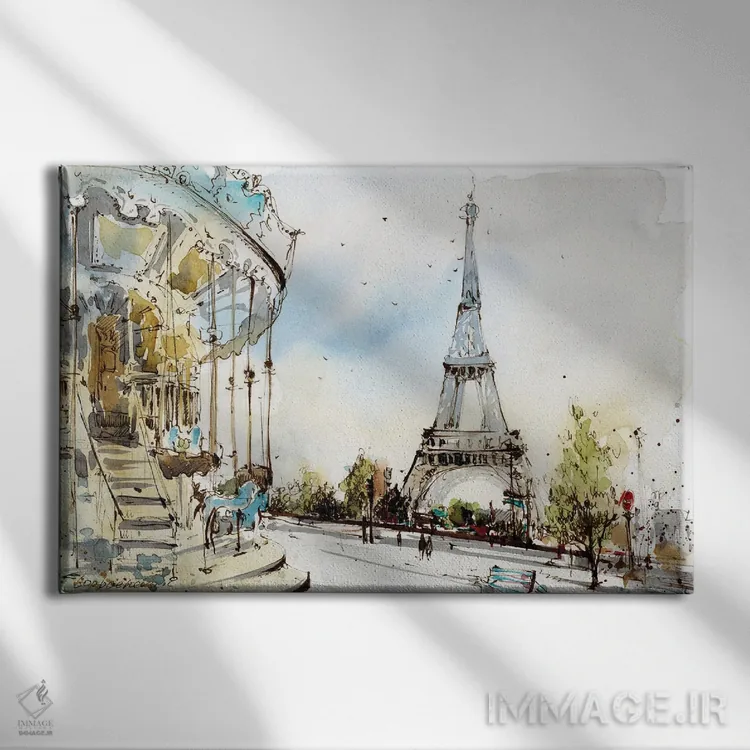 تابلو دکوراتیو France,چرخ و فلک پاریس، فرانسه اثر هوم لایک آرت - نمای روبهرو روی دیوار