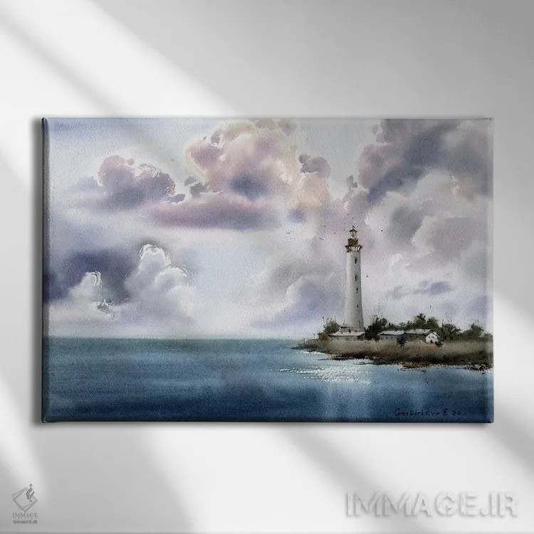 تابلو دکوراتیو فانوس دریایی اثر هوم لایک آرت - نمای روبهرو روی دیوار