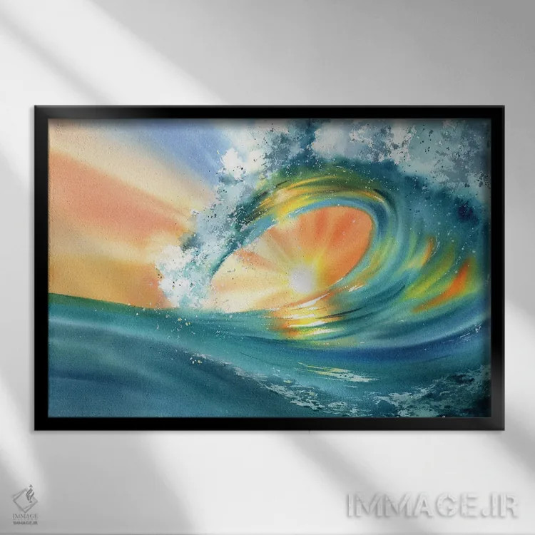 تابلو دکوراتیو موج چرخان اثر هوم لایک آرت - نمای قابدار مشکی