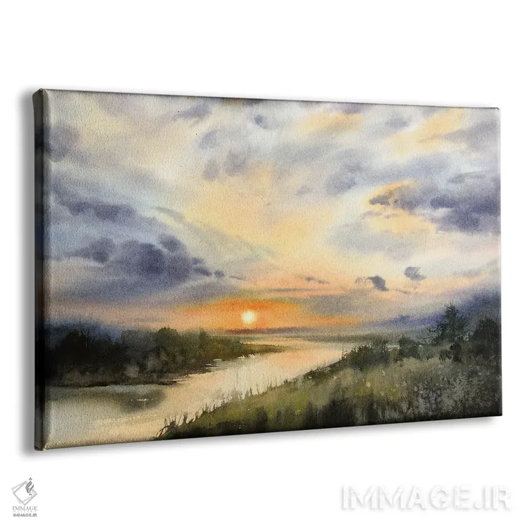 تابلو دکوراتیو مزرعه و رودخانه I اثر هوم لایک آرت - نمای پرسپکتیو محصول