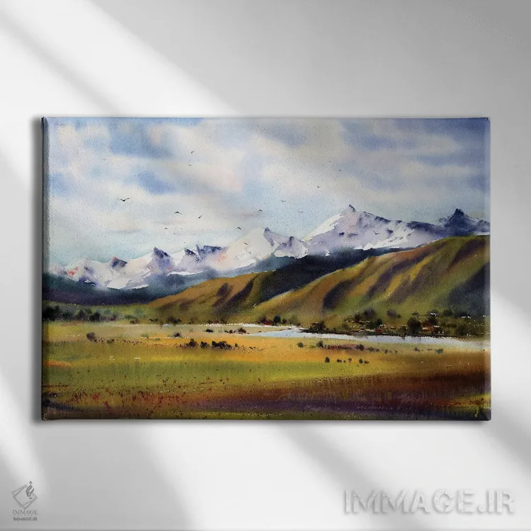 تابلو دکوراتیو چمنزار مرتفع اثر هوم لایک آرت - نمای روبهرو روی دیوار