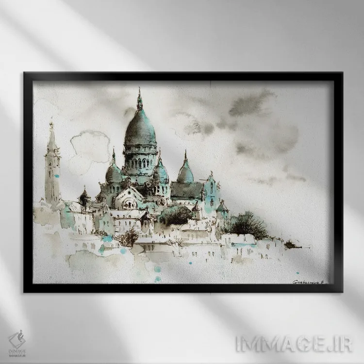 تابلو دکوراتیو Paris, France,کلیسای جامع سکره کر، پاریس، فرانسه اثر هوم لایک آرت - نمای قابدار مشکی
