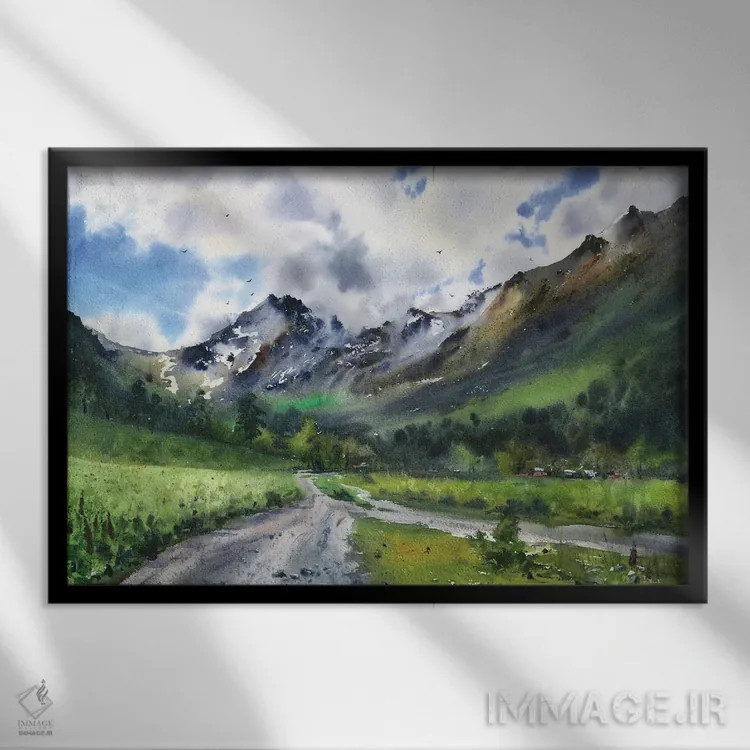 تابلو دکوراتیو کوه آرخیاز III اثر هوم لایک آرت - نمای قابدار مشکی