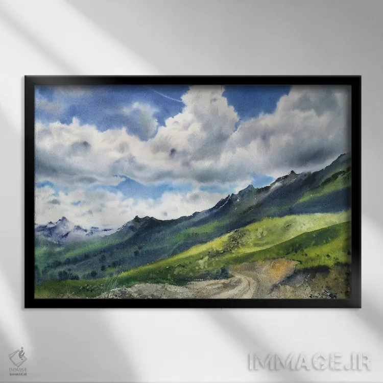 تابلو دکوراتیو کوه آرخیاز I اثر هوم لایک آرت - نمای قابدار مشکی