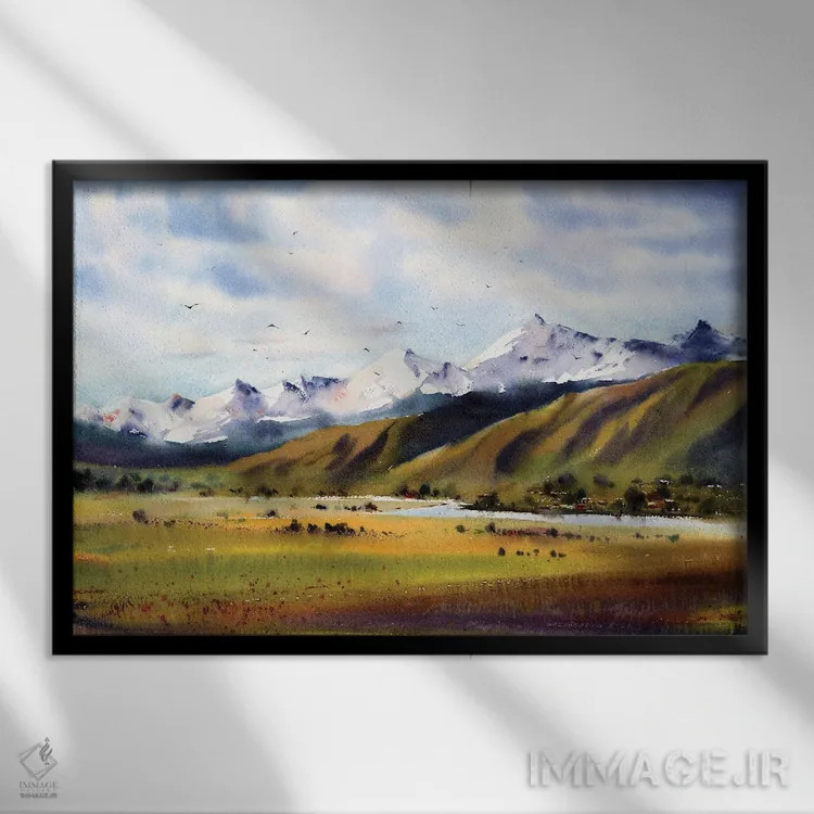 تابلو دکوراتیو چمنزار مرتفع اثر هوم لایک آرت - نمای قابدار مشکی