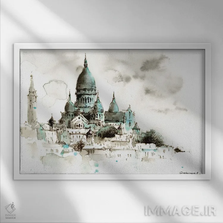 تابلو دکوراتیو Paris, France,کلیسای جامع سکره کر، پاریس، فرانسه اثر هوم لایک آرت - نمای قابدار سفید