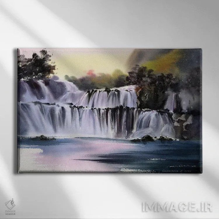 تابلو دکوراتیو آبشار پله ای اثر هوم لایک آرت - نمای روبهرو روی دیوار