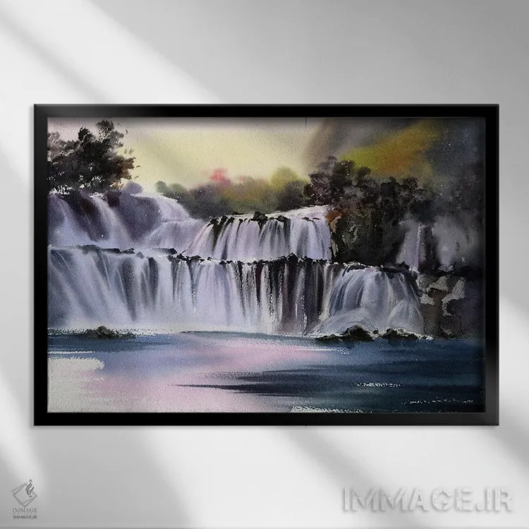 تابلو دکوراتیو آبشار پله ای اثر هوم لایک آرت - نمای قابدار مشکی