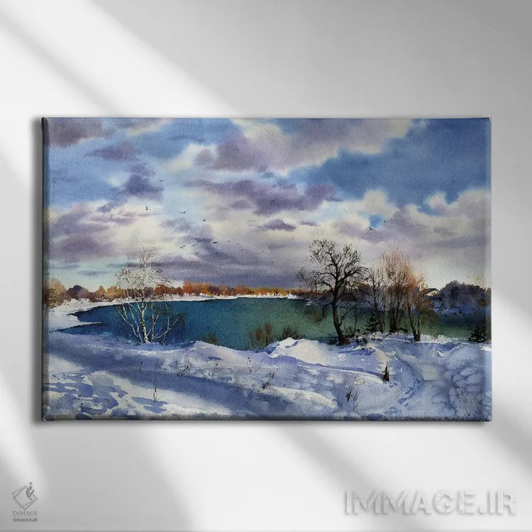 تابلو دکوراتیو دریاچه یخ زده اثر هوم لایک آرت - نمای روبهرو روی دیوار