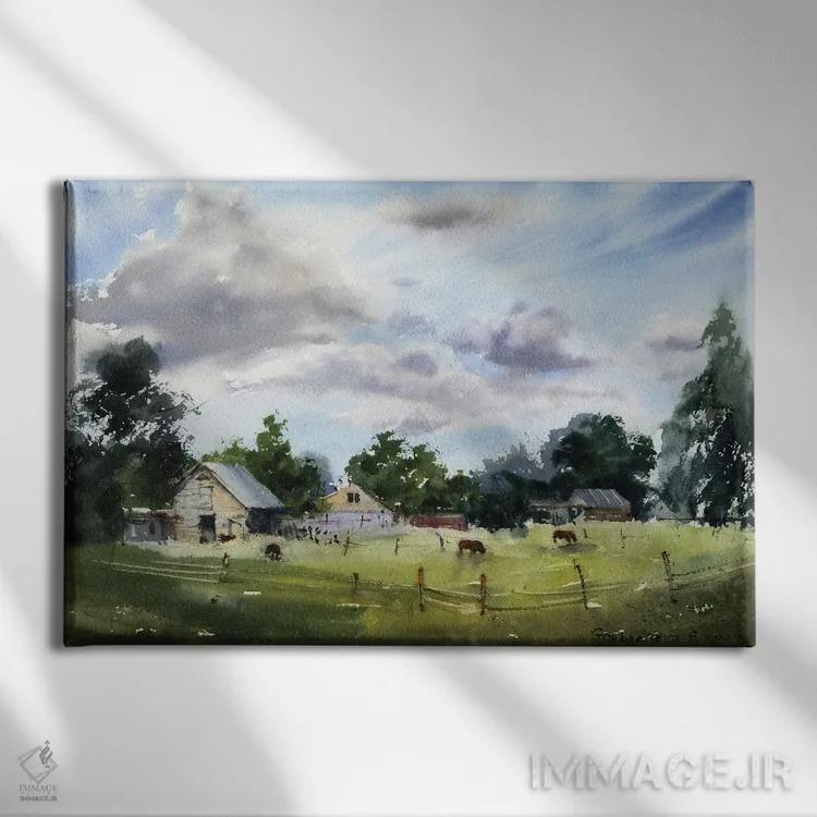 تابلو مدرن خانه روستایی I اثر هوم لایک آرت - نمای روبهرو روی دیوار