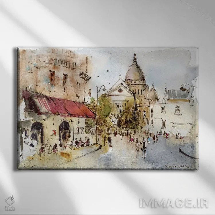 تابلو دکوراتیو مون مارتر، پاریس، فرانسه اثر هوم لایک آرت - نمای روبهرو روی دیوار