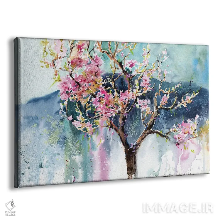 تابلو دکوراتیو درخت هلو شکوفه داده اثر هوم لایک آرت - نمای پرسپکتیو محصول