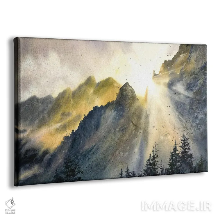 تابلو دکوراتیو خورشید و کوه ها اثر هوم لایک آرت - نمای پرسپکتیو محصول