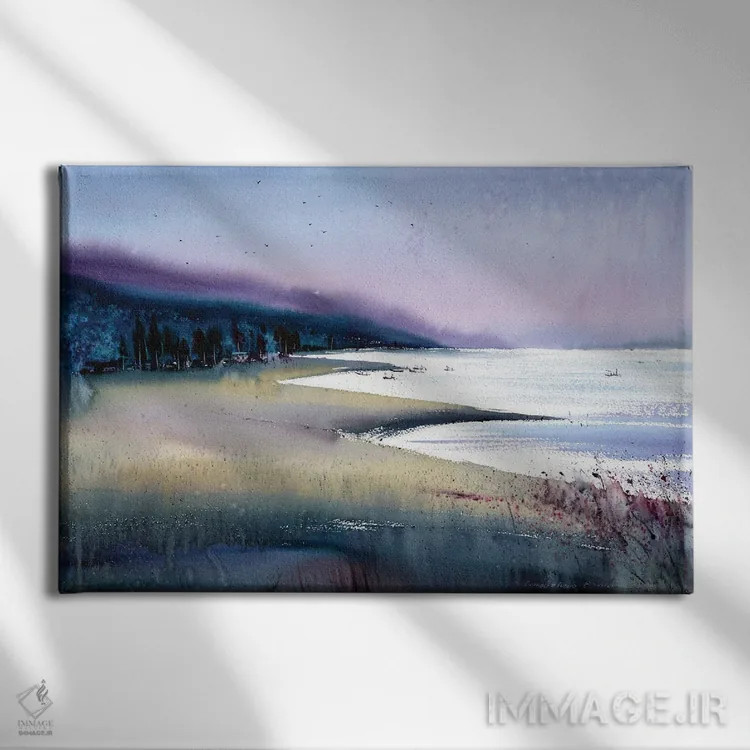 تابلو دکوراتیو خلیج بنفش اثر هوم لایک آرت - نمای روبهرو روی دیوار