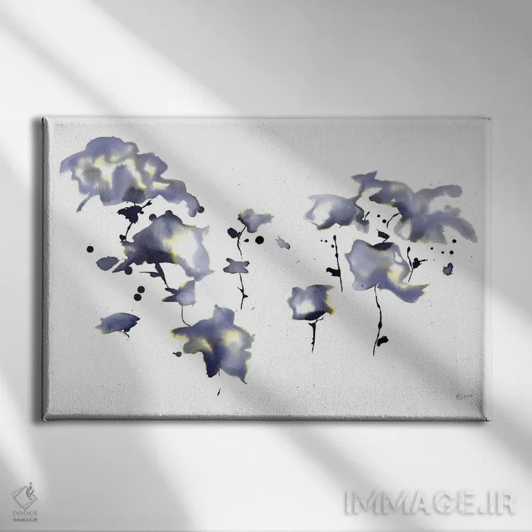 تابلو انتزاعی گل های تیره اثر هارت آو لیلی - نمای روبهرو روی دیوار