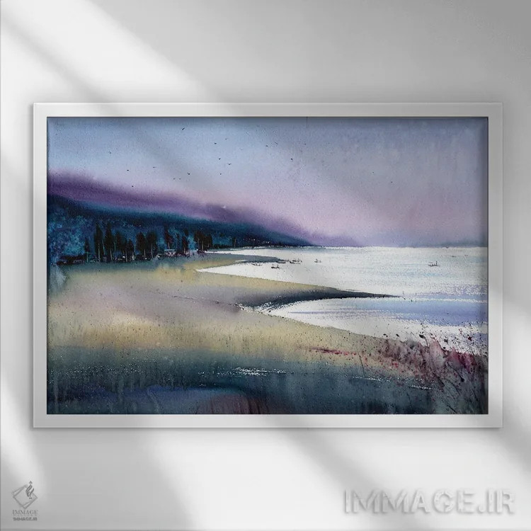 تابلو دکوراتیو خلیج بنفش اثر هوم لایک آرت - نمای قابدار سفید