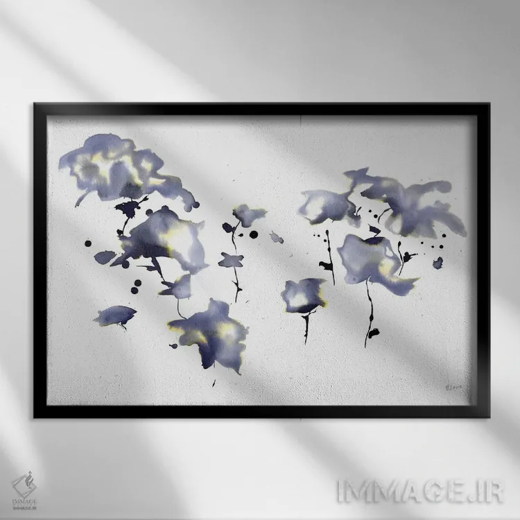 تابلو انتزاعی گل های تیره اثر هارت آو لیلی - نمای قابدار مشکی