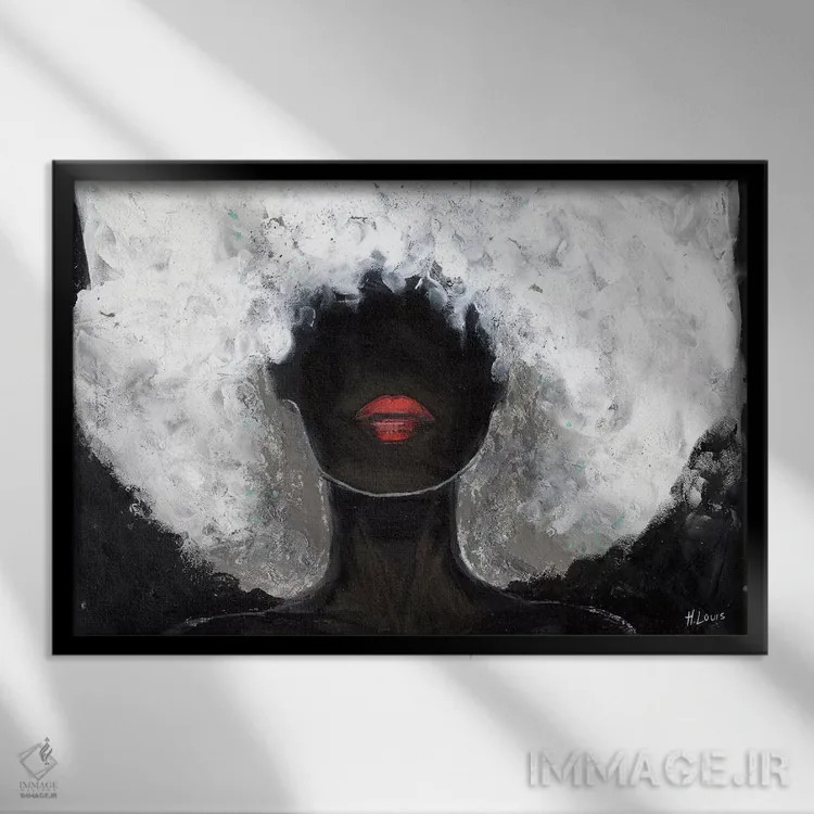 تابلو دکوراتیو لب های قرمز شقایقی اثر هارت آو لیلی - نمای قابدار مشکی