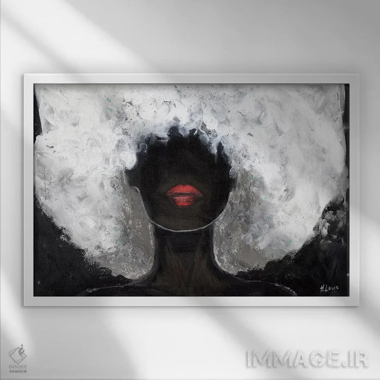 تابلو دکوراتیو لب های قرمز شقایقی اثر هارت آو لیلی - نمای قابدار سفید