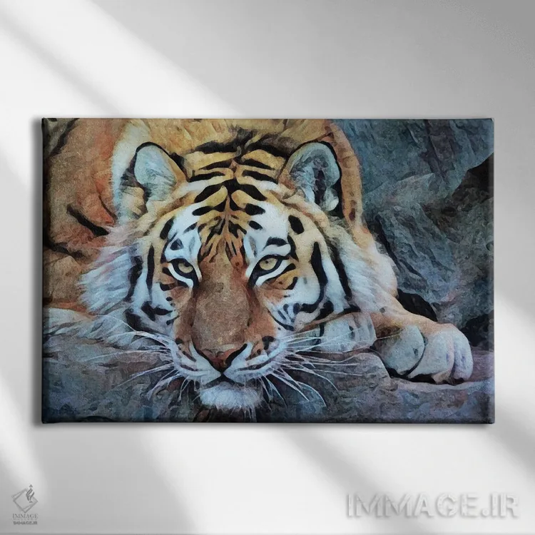 تابلو دکوراتیو ببری بسیار آرام اثر اشلی آلدرج - نمای روبهرو روی دیوار