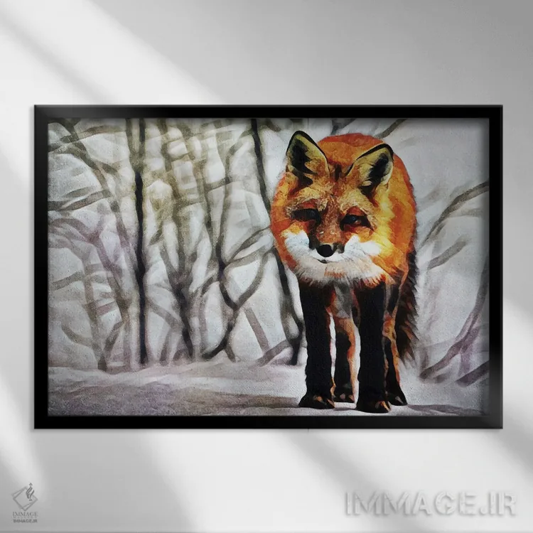 تابلو دکوراتیو شیفتگی روباه قرمز اثر اشلی آلدرج - نمای قابدار مشکی