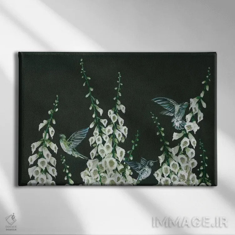 تابلو دکوراتیو مرغ های مگس خوار اثر هولی هکس آرت - نمای روبهرو روی دیوار