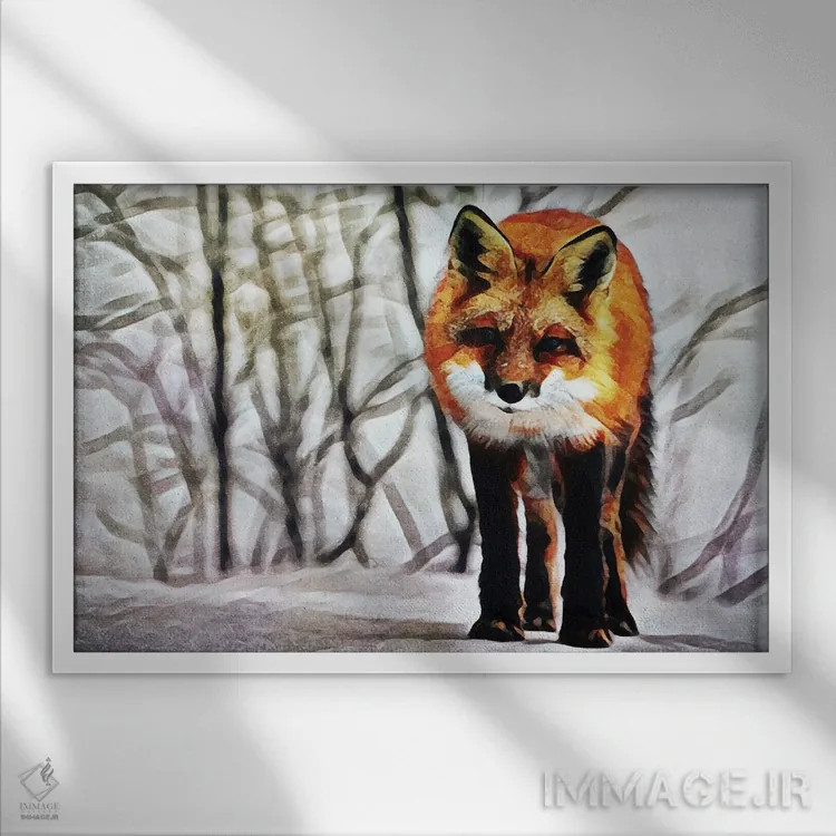 تابلو دکوراتیو شیفتگی روباه قرمز اثر اشلی آلدرج - نمای قابدار سفید