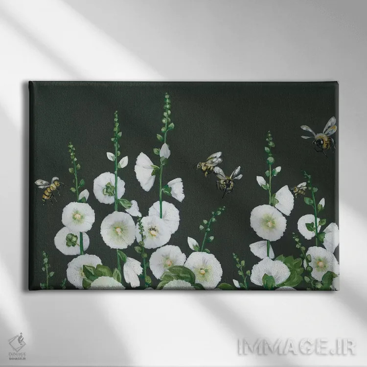 تابلو دکوراتیو زنبورها اثر هولی هکس آرت - نمای روبهرو روی دیوار