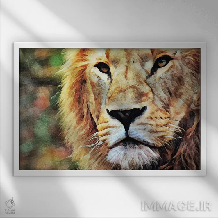 تابلو دکوراتیو شیر منتظر و ناظر اثر اشلی آلدرج - نمای قابدار سفید