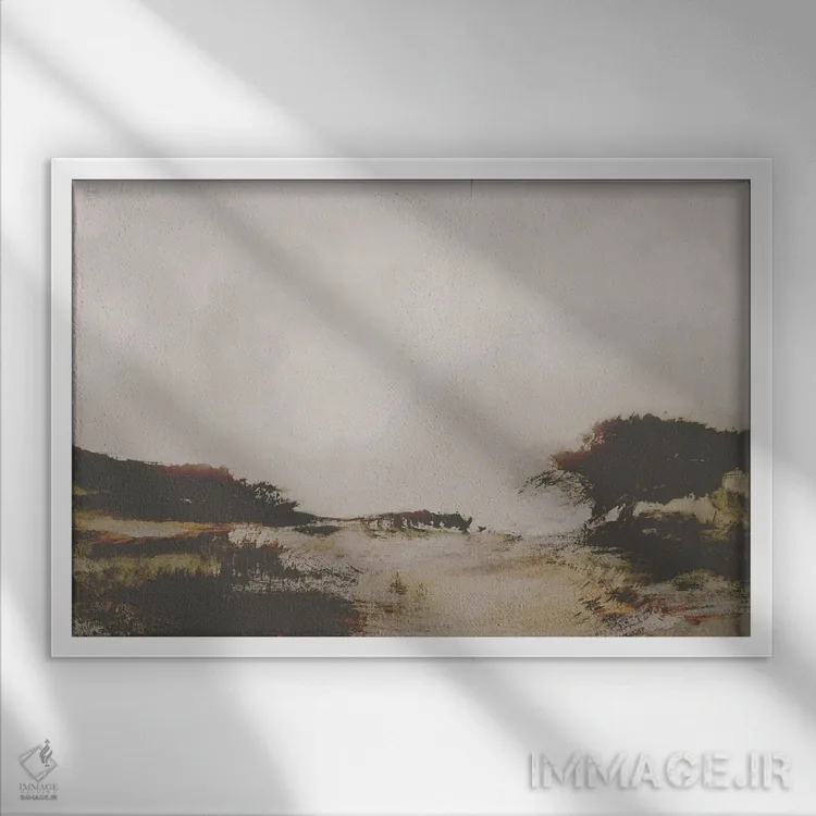 تابلو مینیمال پیاده روی بلوطی اثر دن هابدی - نمای قابدار سفید