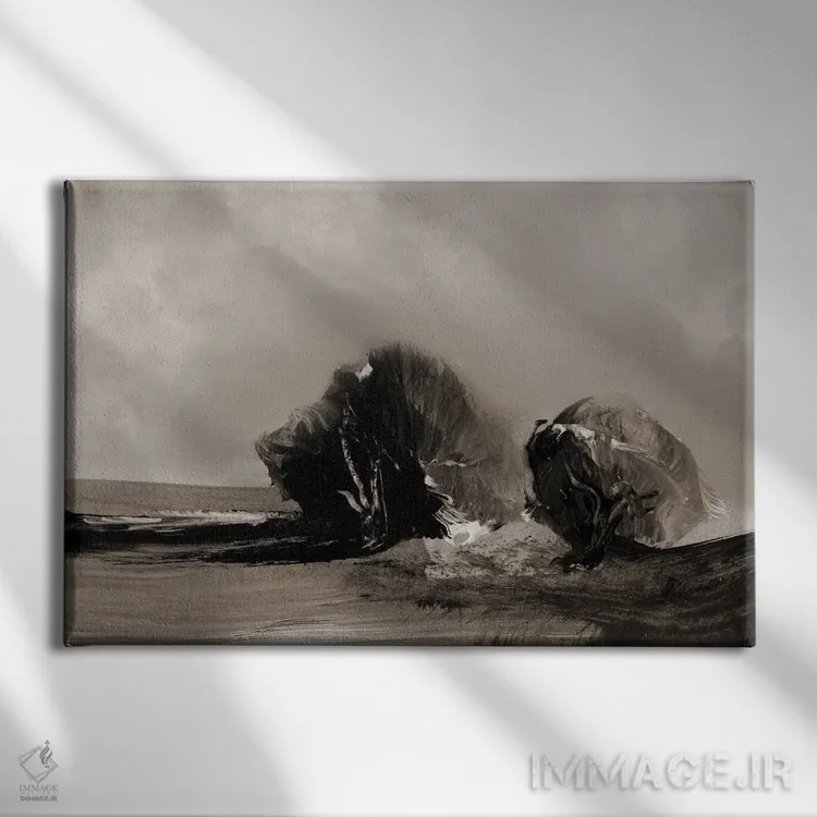 تابلو انتزاعی دو درخت اثر دن هابدی - نمای روبهرو روی دیوار