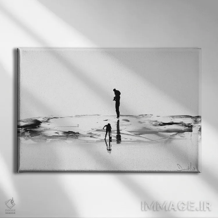 تابلو مینیمال روی ساحل اثر دن هابدی - نمای روبهرو روی دیوار