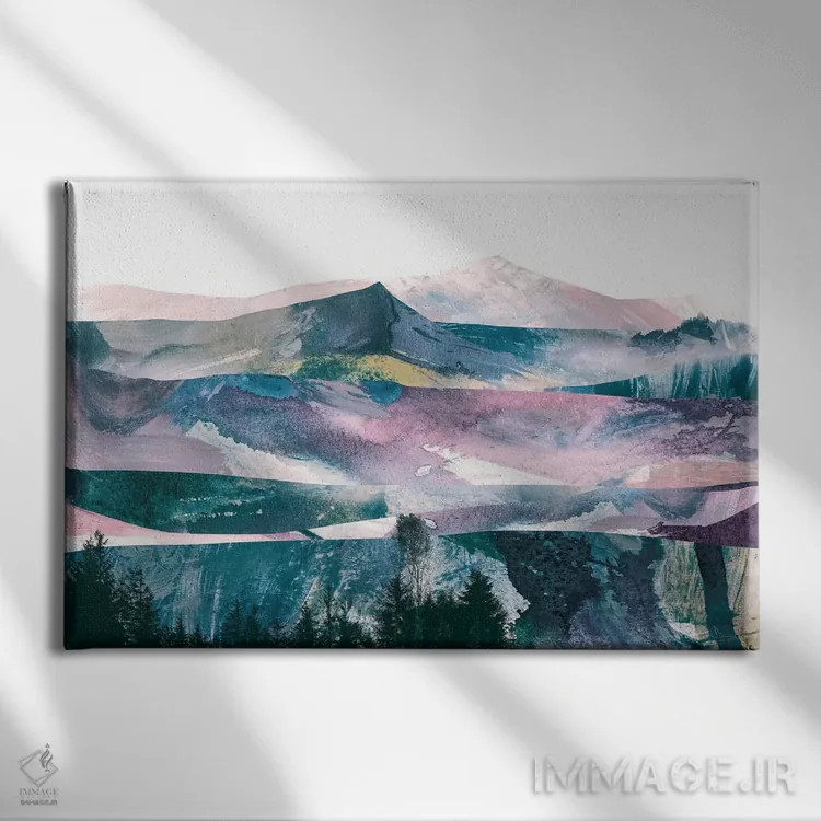 تابلو انتزاعی طیف صورتی اثر دن هابدی - نمای روبهرو روی دیوار