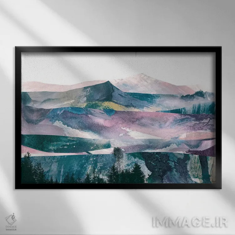 تابلو انتزاعی طیف صورتی اثر دن هابدی - نمای قابدار مشکی