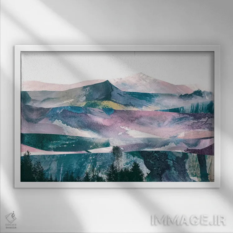 تابلو انتزاعی طیف صورتی اثر دن هابدی - نمای قابدار سفید