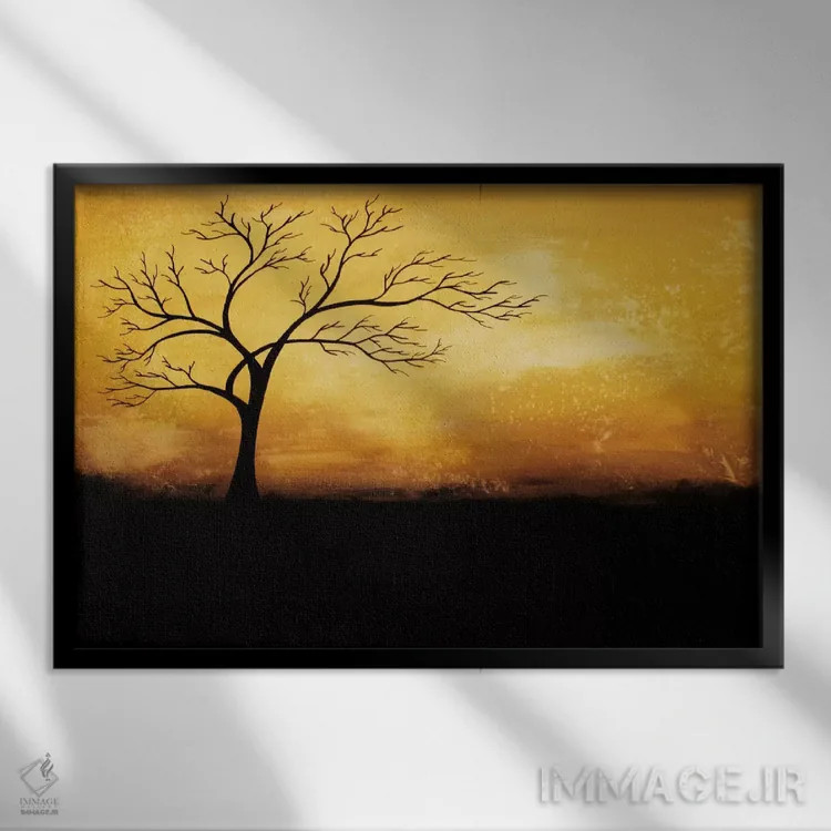 تابلو انتزاعی گل صبوحی اثر هدر آفرود - نمای قابدار مشکی