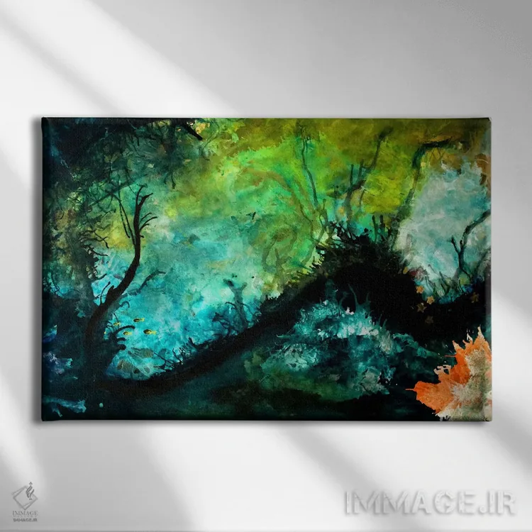 تابلو انتزاعی شیرجه اثر هدر آفرود - نمای روبهرو روی دیوار