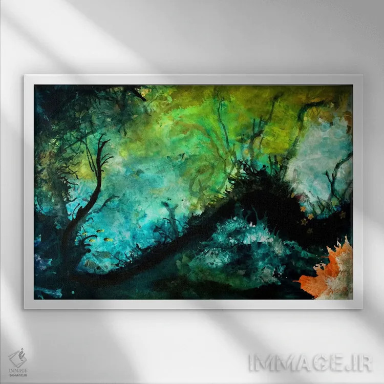 تابلو انتزاعی شیرجه اثر هدر آفرود - نمای قابدار سفید