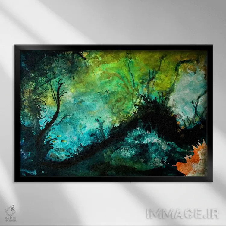 تابلو انتزاعی شیرجه اثر هدر آفرود - نمای قابدار مشکی