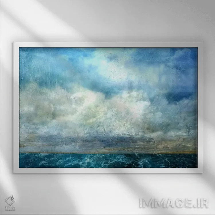 تابلو انتزاعی در پایان جهان اثر هدر آفرود - نمای قابدار سفید