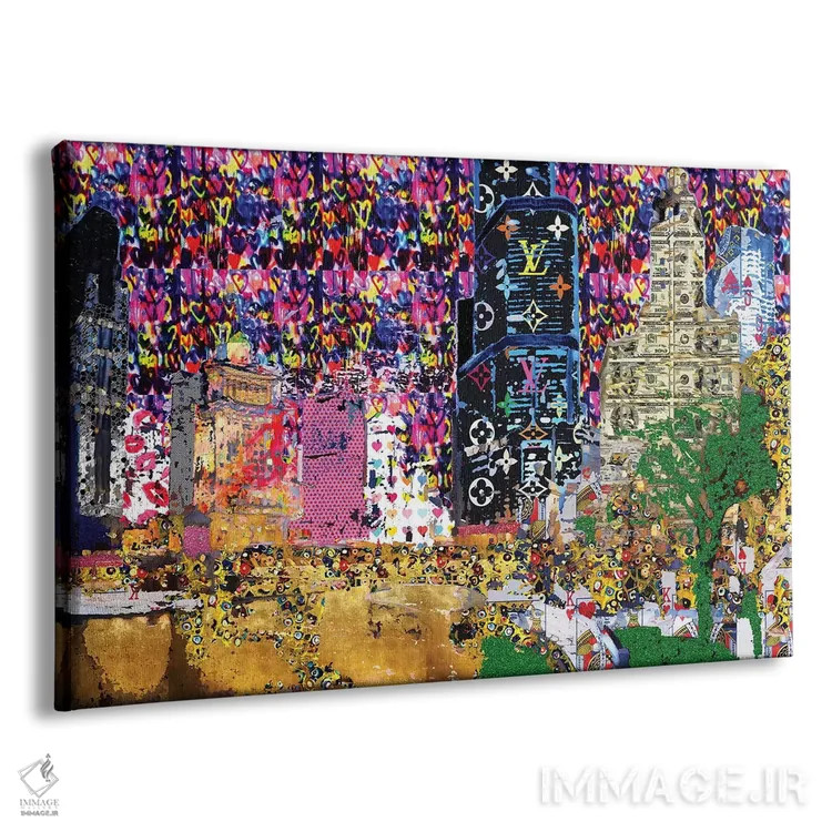 تابلو دکوراتیو شهر گرافیتی اثر هدر آفرود - نمای پرسپکتیو محصول