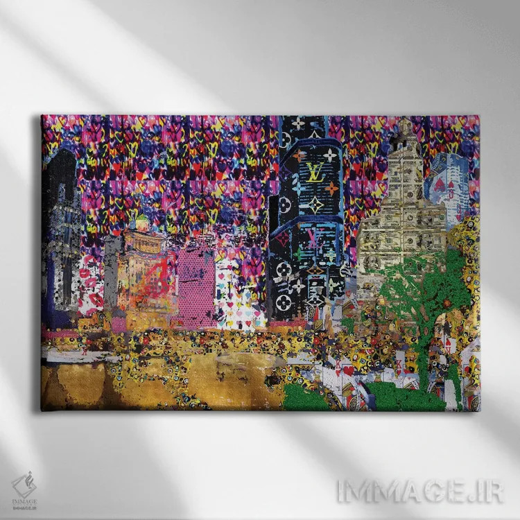 تابلو دکوراتیو شهر گرافیتی اثر هدر آفرود - نمای روبهرو روی دیوار