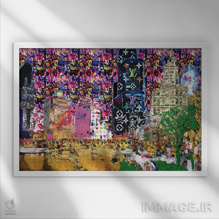 تابلو دکوراتیو شهر گرافیتی اثر هدر آفرود - نمای قابدار سفید